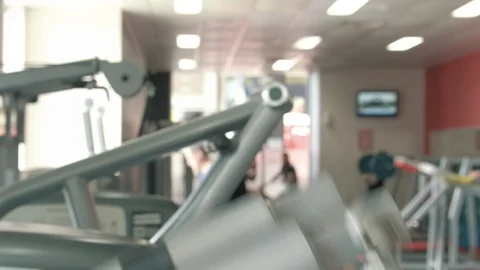 Gym Male Machine Pull Down Stock Footage 87490758