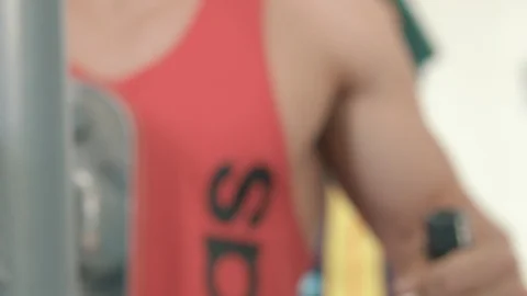 Gym Male Machine row Stock Footage 87490804