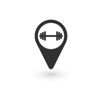 Gym map pointer icon. Simple illustration of gym map pointer. Stock vector il Stock Illustration