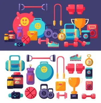 Gym Objects Set Stock Illustration