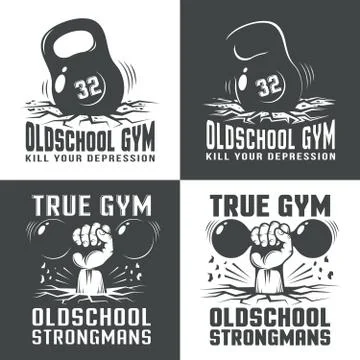 Gym old-school logos Illustrazione stock