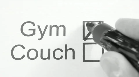 Gym or Couch ? (Checking GYM) Decision Stock Footage 663803