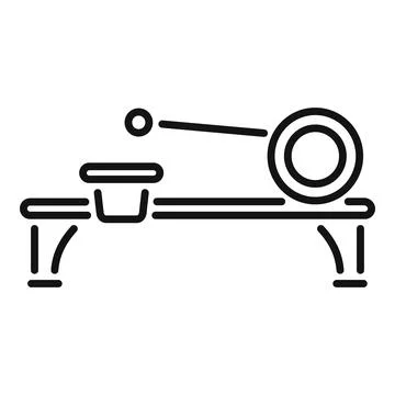 Gym rowing machine icon, outline style Stock Illustration
