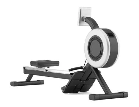 Gym rowing machine isolated on white background Stock Illustration