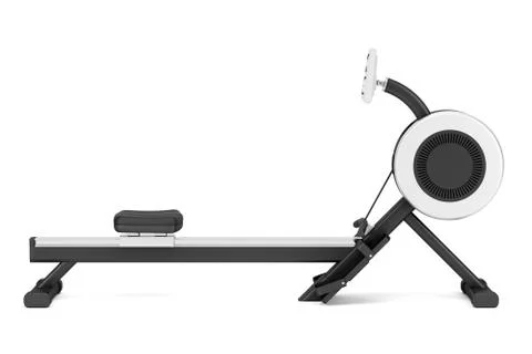 Gym rowing machine isolated on white background Stock Illustration