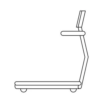 Gym running machine black and white Stock Illustration