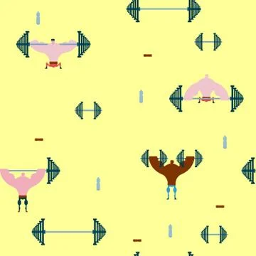 Gym seamless pattern. athletic hall ornament. Fitness background. Athlete a.. Stock Illustration