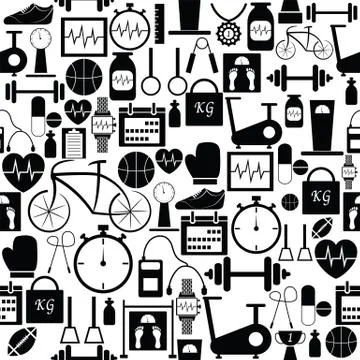 Gym seamless pattern background icon. Stock Illustration