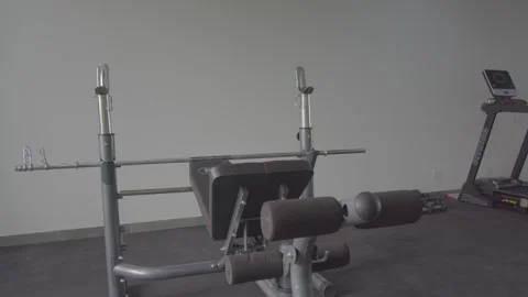 Gym Setup with new abdominal bench eqiupments Stock Footage 262141460