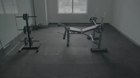 Gym Setup with weight bench machine Video stock 262141461