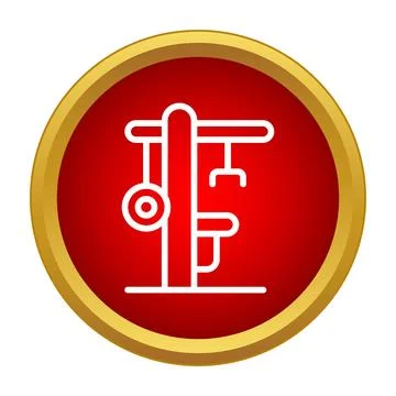 Gym strength training machine icon on red button Stock Illustration