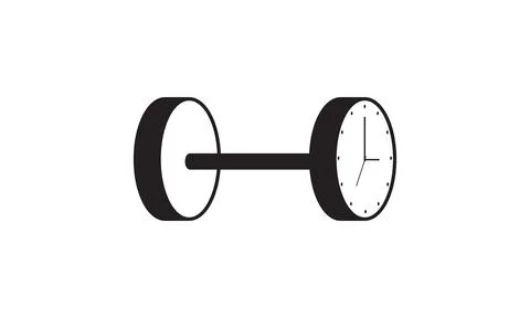 Gym tools with clock logo symbol icon vector graphic design illustration Stock Illustration