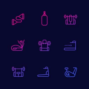 Gym training line icons, vector Stock Illustration