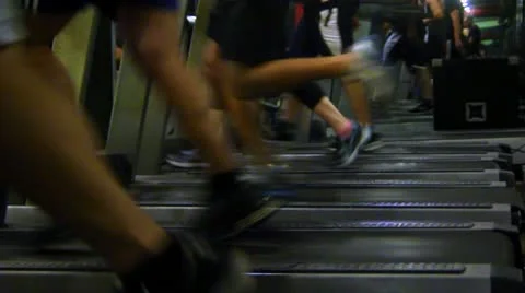 Gym- Treadmill-close up Stock Footage 12453442