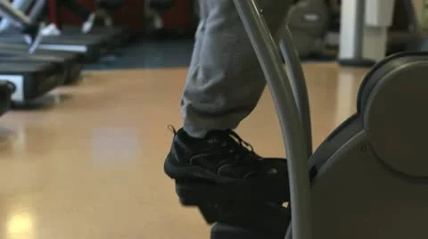 In the Gym: Treadmill close up from the side Stock Footage