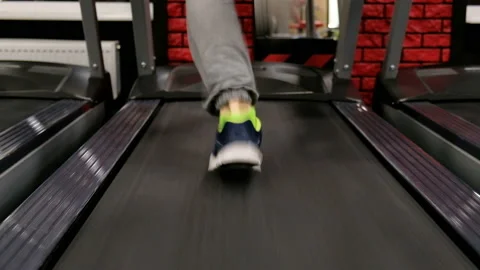 In the Gym: Treadmill, close up video. Video stock 87411118