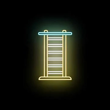 Gym wall bars neon glowing fitness equipment Ilustración de archivo
