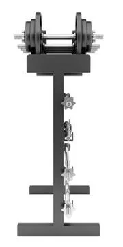 Gym weight rack isolated on white background Illustrazione stock