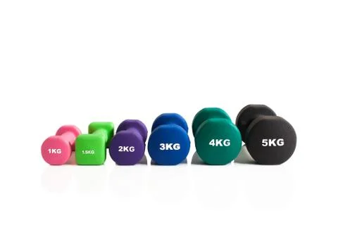 Gym weights lined up Stock Photos