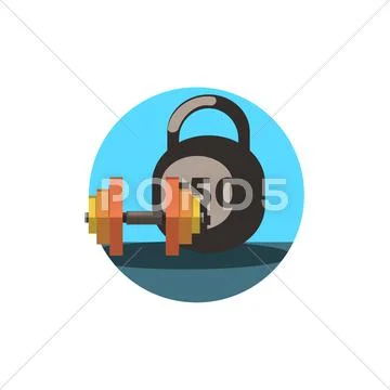 Gym Weights Round Sticker Stock Illustration