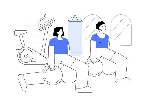 Gym workout isolated cartoon vector illustrations. Ilustración de archivo
