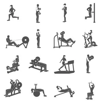 Gym Workout People Flat Stock Illustration