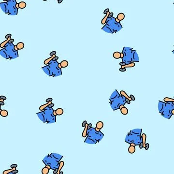 Gym workout vector seamless pattern Stock Illustration