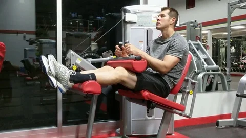 Gym Workout Young Male Hamstring Curl Machine Stock Footage 78613775