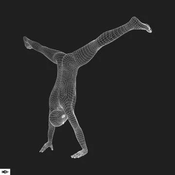 Gymnast. 3D Model of Man. Human Body Model. Stock Illustration