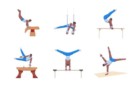 A gymnast with an athletic physique performs an artistic gymnastic programme  Stock Illustration