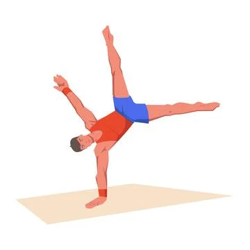 A gymnast with an athletic physique performs Floor exercise programme event,  Stock Illustration