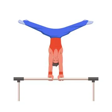 A gymnast with an athletic physique performs on a horizontal bar, athlete spr イラスト素材
