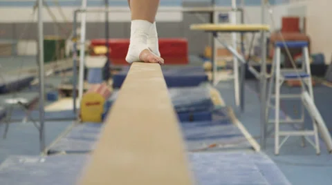 Gymnast On Beam 1 Stock Footage 32542686