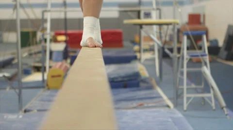 Gymnast On Beam 2 Stock Footage 32542678