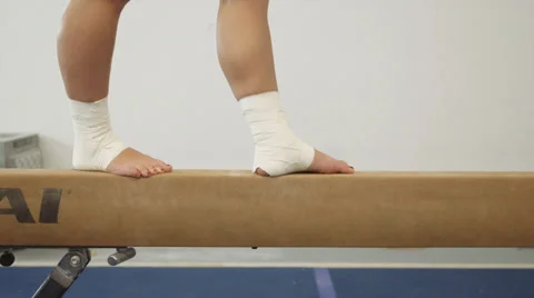 Gymnast On Beam 4 Stock Footage 32542635