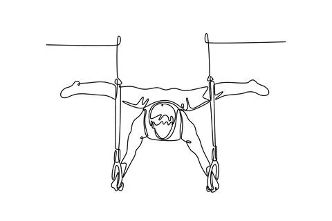 Gymnast doing calisthenics core stability exercise with gymnastics rings 스톡 일러스트