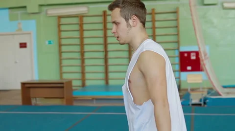 Gymnast doing cork 360 degrees. Slow motion Stock Footage 57769644