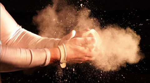 Gymnast Dusting Hands In Slow Motion Stock Footage 39198672