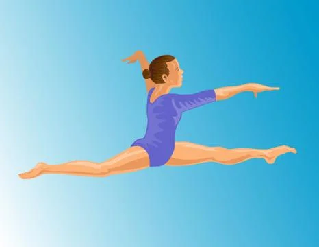 Gymnast jumping split Stock Illustration