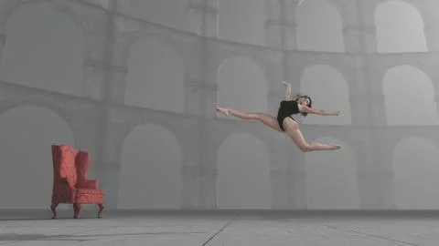 Gymnast leap Stock Illustration