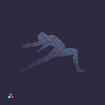 Gymnast. Man is posing and dancing. Dotted silhouette of person. Stock Illustration