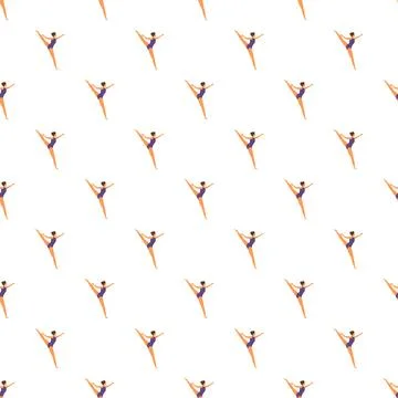 Gymnast performing arabesque seamless pattern on white background 스톡 일러스트