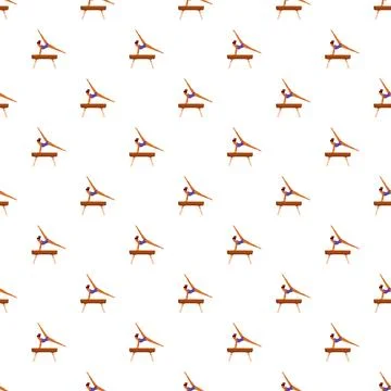 Gymnast performing on vault seamless pattern on white background イラスト素材