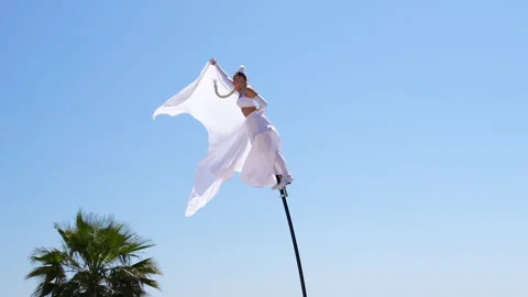 Gymnast performs on the pole Stock Footage 306451017