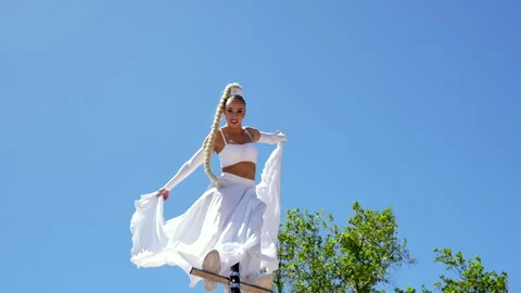 Gymnast performs on the pole Stock Footage 306451184