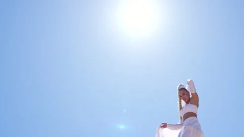 Gymnast performs on the pole Stock Footage 306451548