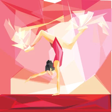 Gymnast in a red bathing suit Stock Illustration
