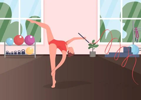 Gymnast in studio flat color vector illustration Stock-Illustration