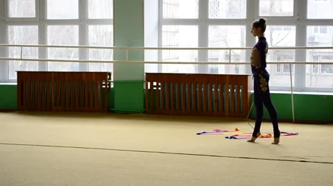 The gymnast with a tape. Stock-Footage 61559121