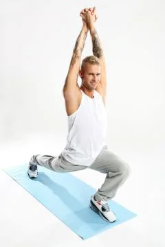 Gymnastic exercises on the mat  스톡 사진